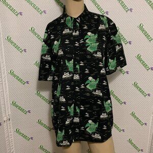 Middle Of Beyond Button Down Shirt Cthulhu Lovecraft MOB Black Green Mens L